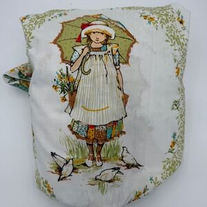 Vintage Springmaid Marvelaire Double Fitted Sheet Holly Hobbie Style Sunbonnet